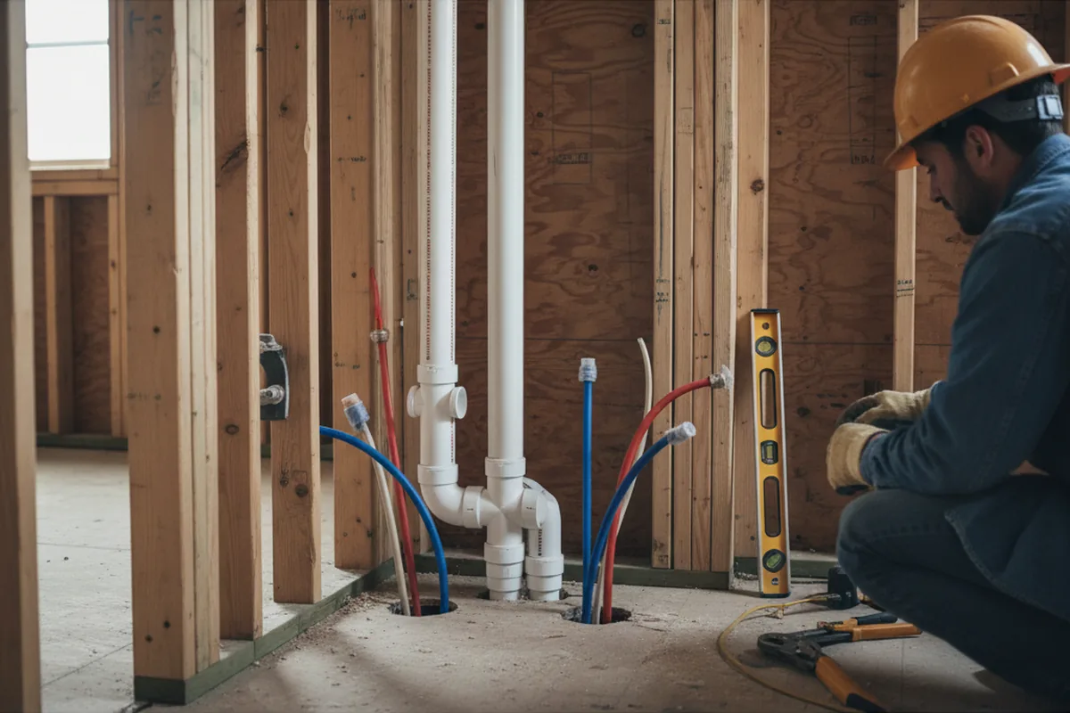 Drain and supply rough-in during Leak Detection in Struthers