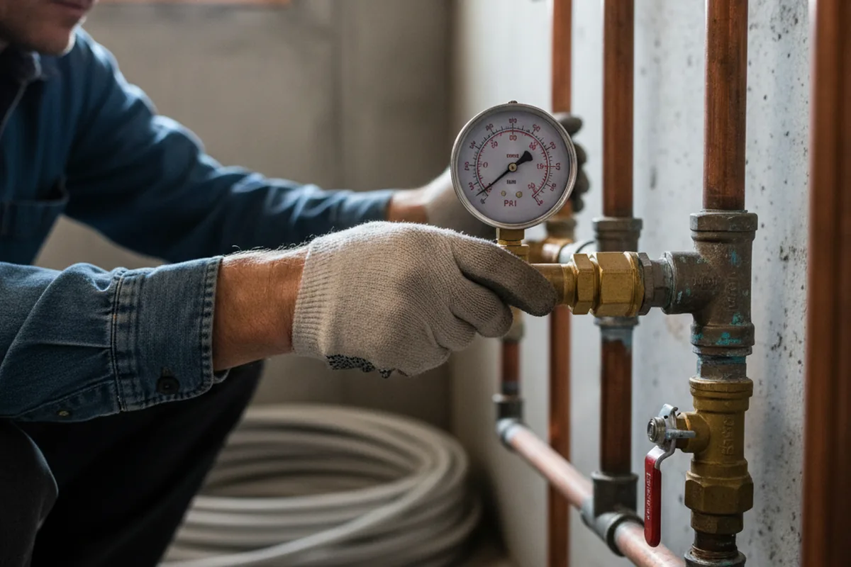 Pressure testing a repaired line during Water Line Repair in Struthers